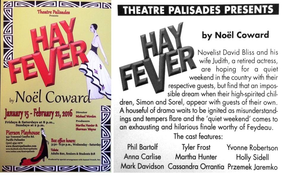 Mark has been cast as Richard Greatham in Noël Coward's Hay Fever!